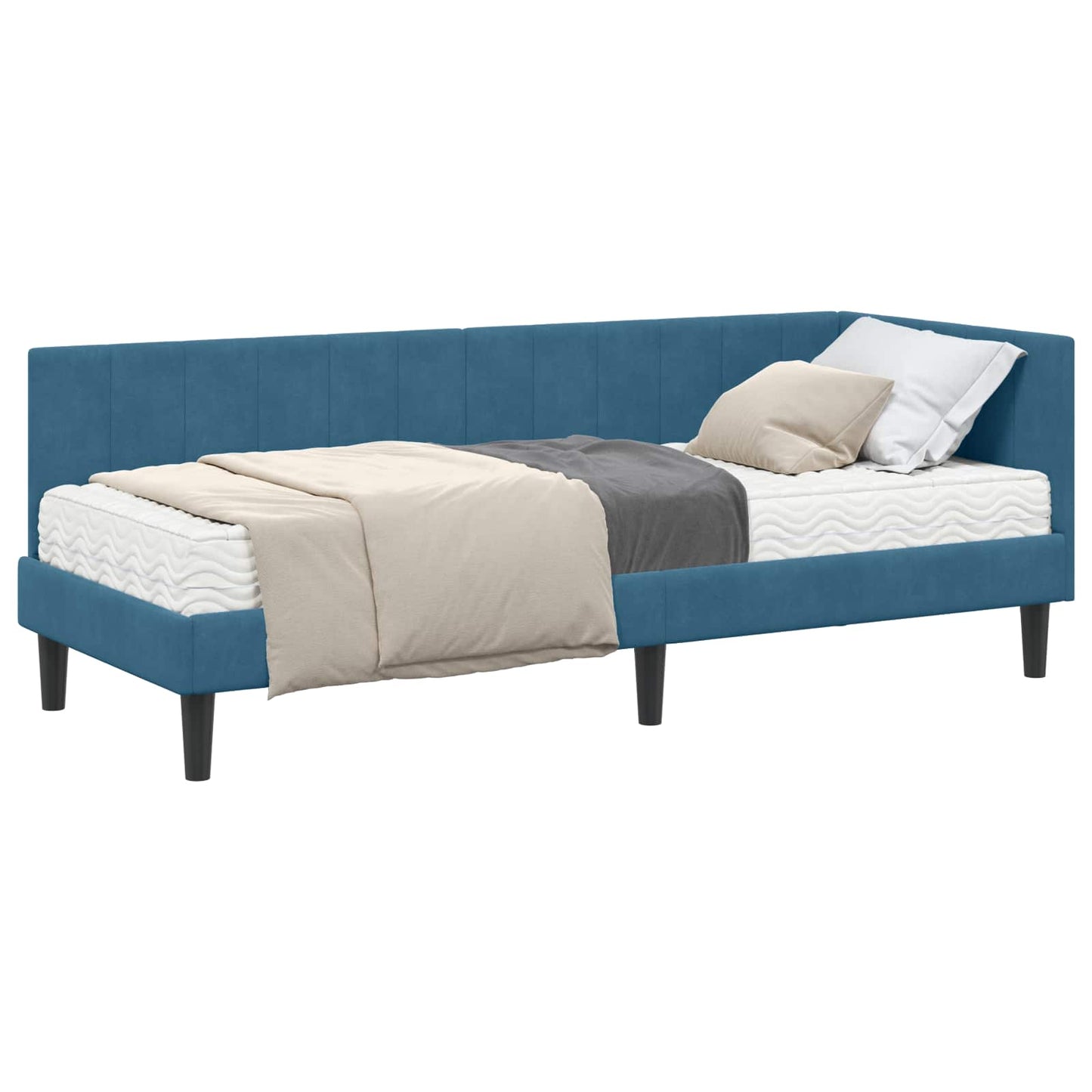 vidaXL Κρεβάτι γωνίας με στρώμα 2 τμχ. Μπλε 80 x 200 cm Βελούδο