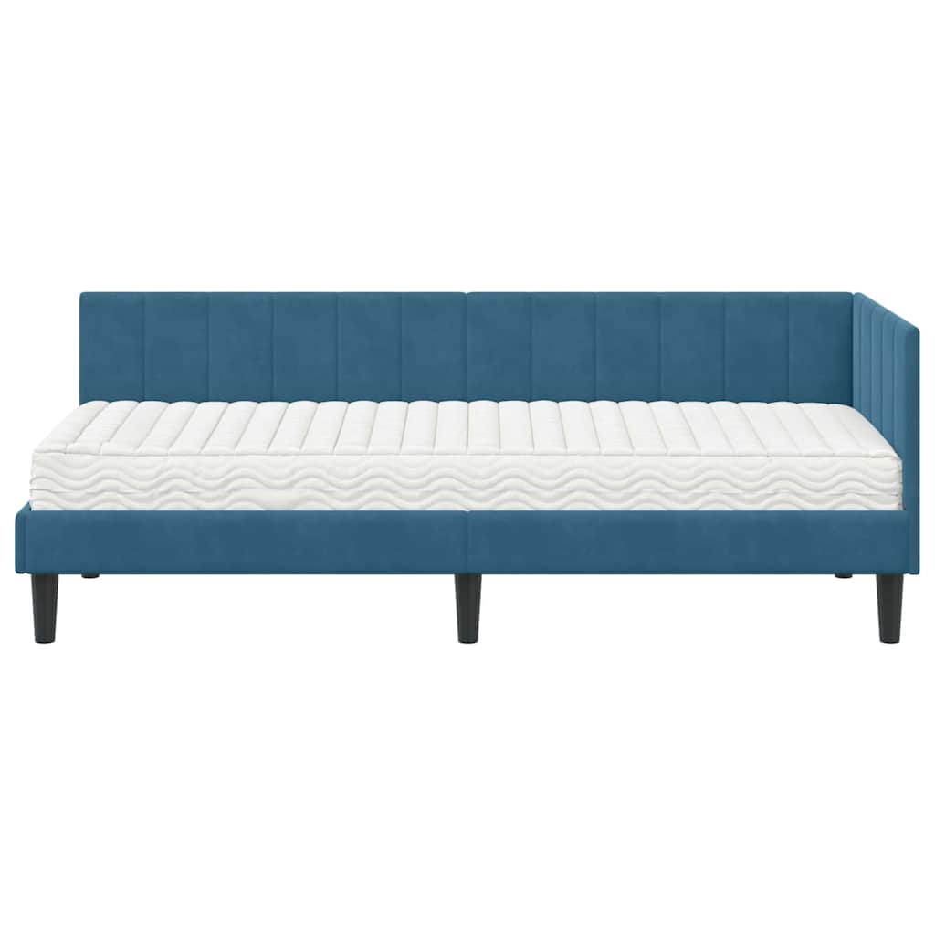 vidaXL Κρεβάτι γωνίας με στρώμα 2 τμχ. Μπλε 80 x 200 cm Βελούδο