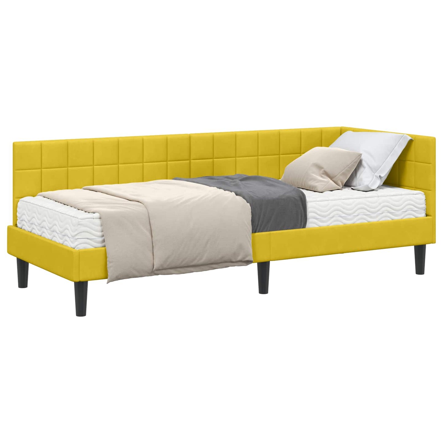 vidaXL Κρεβάτι γωνίας με στρώμα 2 τμχ. Κίτρινο 80 x 200 cm Βελούδο