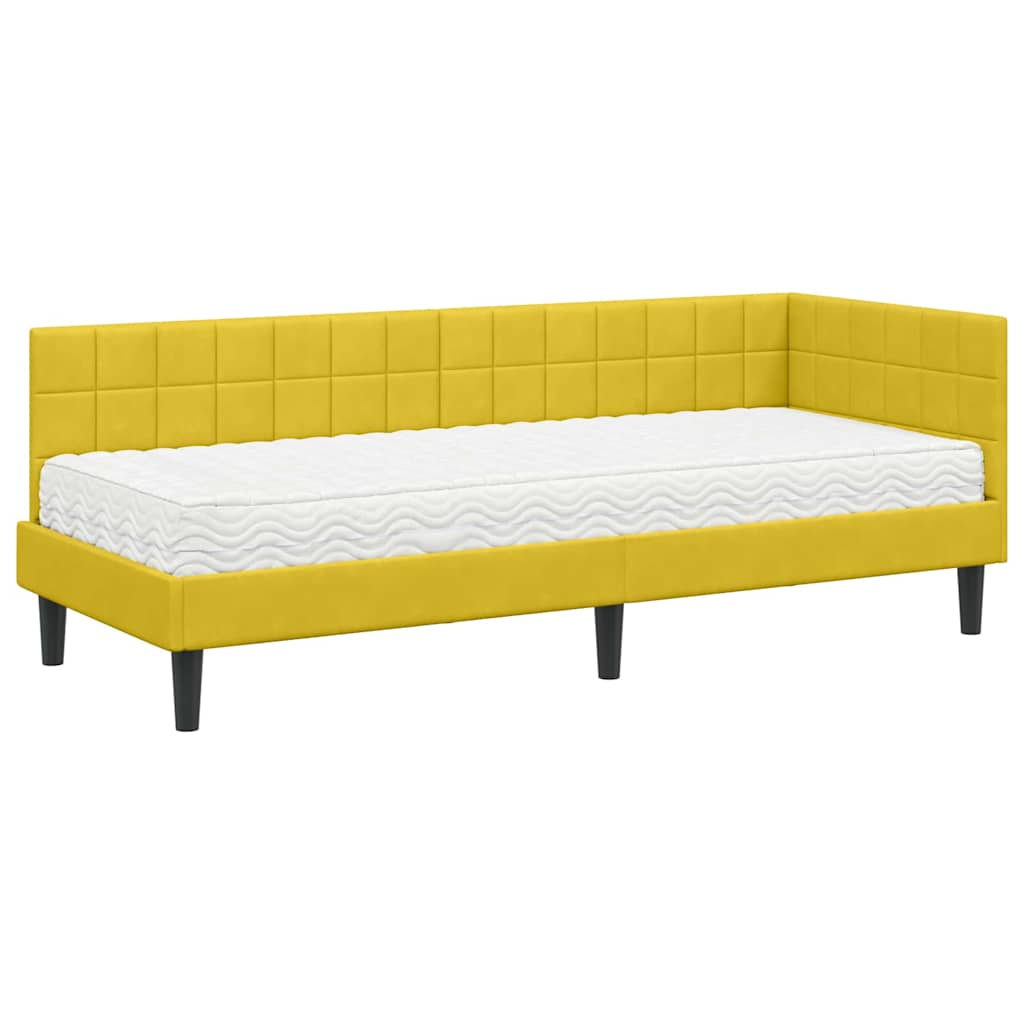 vidaXL Κρεβάτι γωνίας με στρώμα 2 τμχ. Κίτρινο 80 x 200 cm Βελούδο