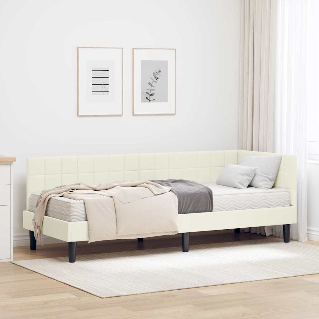 vidaXL Κρεβάτι γωνίας με στρώμα 2 τμχ. Κρεμ 80 x 200 cm Βελούδο