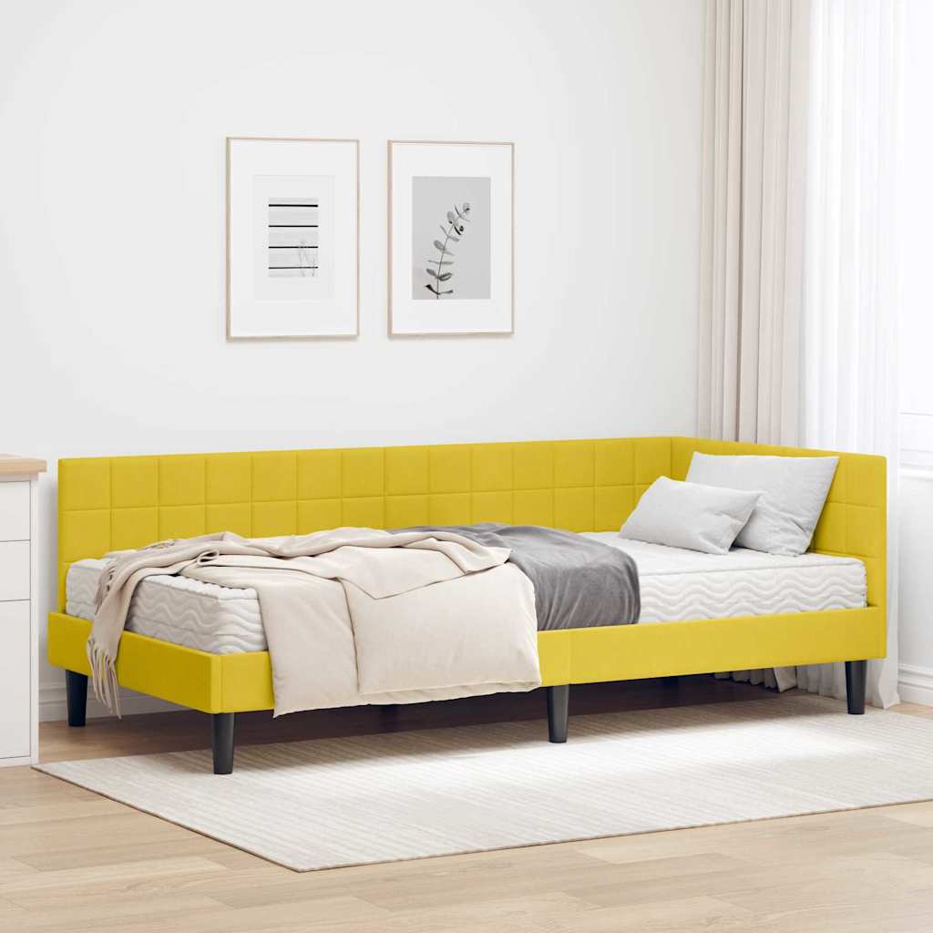 vidaXL Κρεβάτι γωνίας με στρώμα 2 τμχ. Κίτρινο 100 x 200 cm Βελούδο