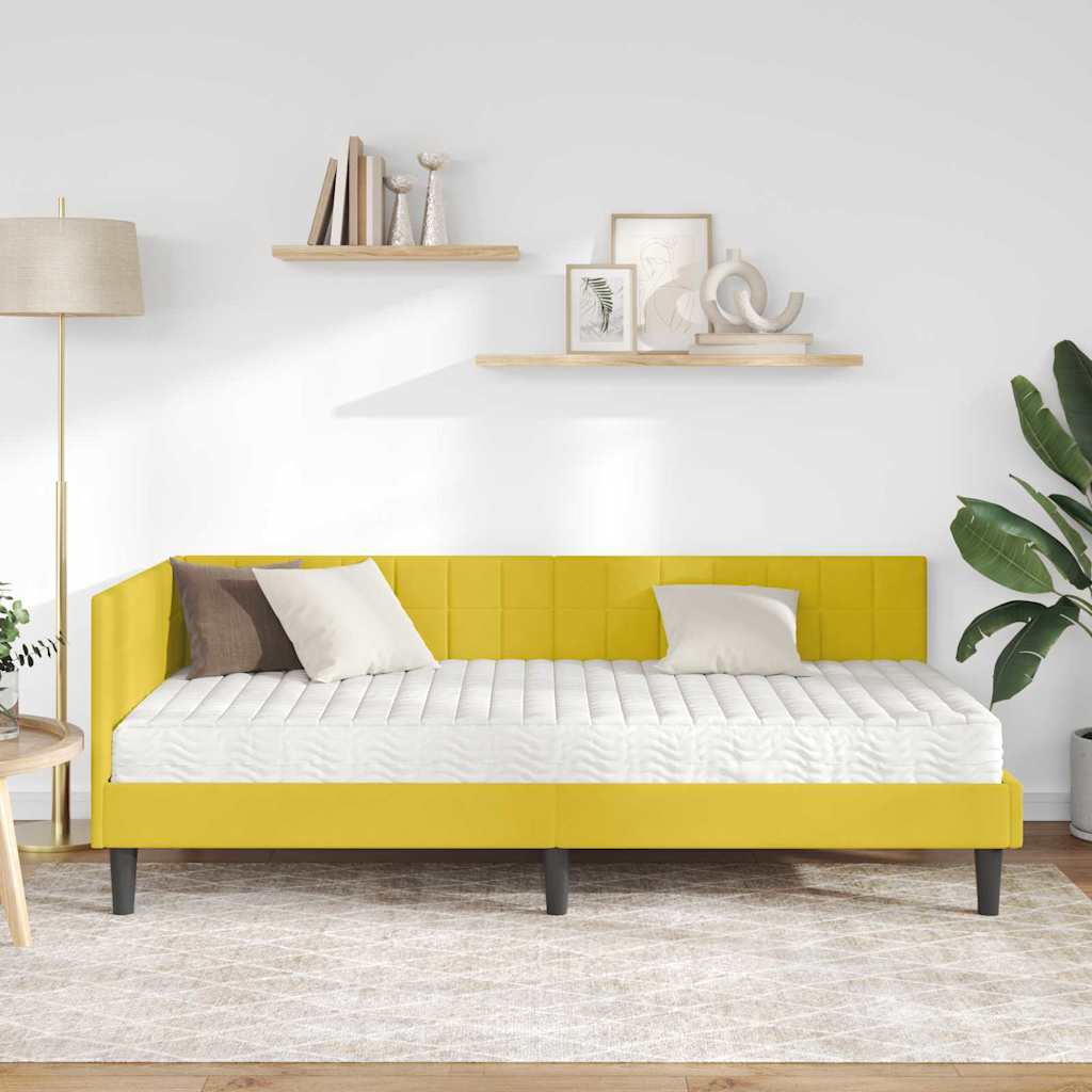 vidaXL Κρεβάτι γωνίας με στρώμα 2 τμχ. Κίτρινο 100 x 200 cm Βελούδο