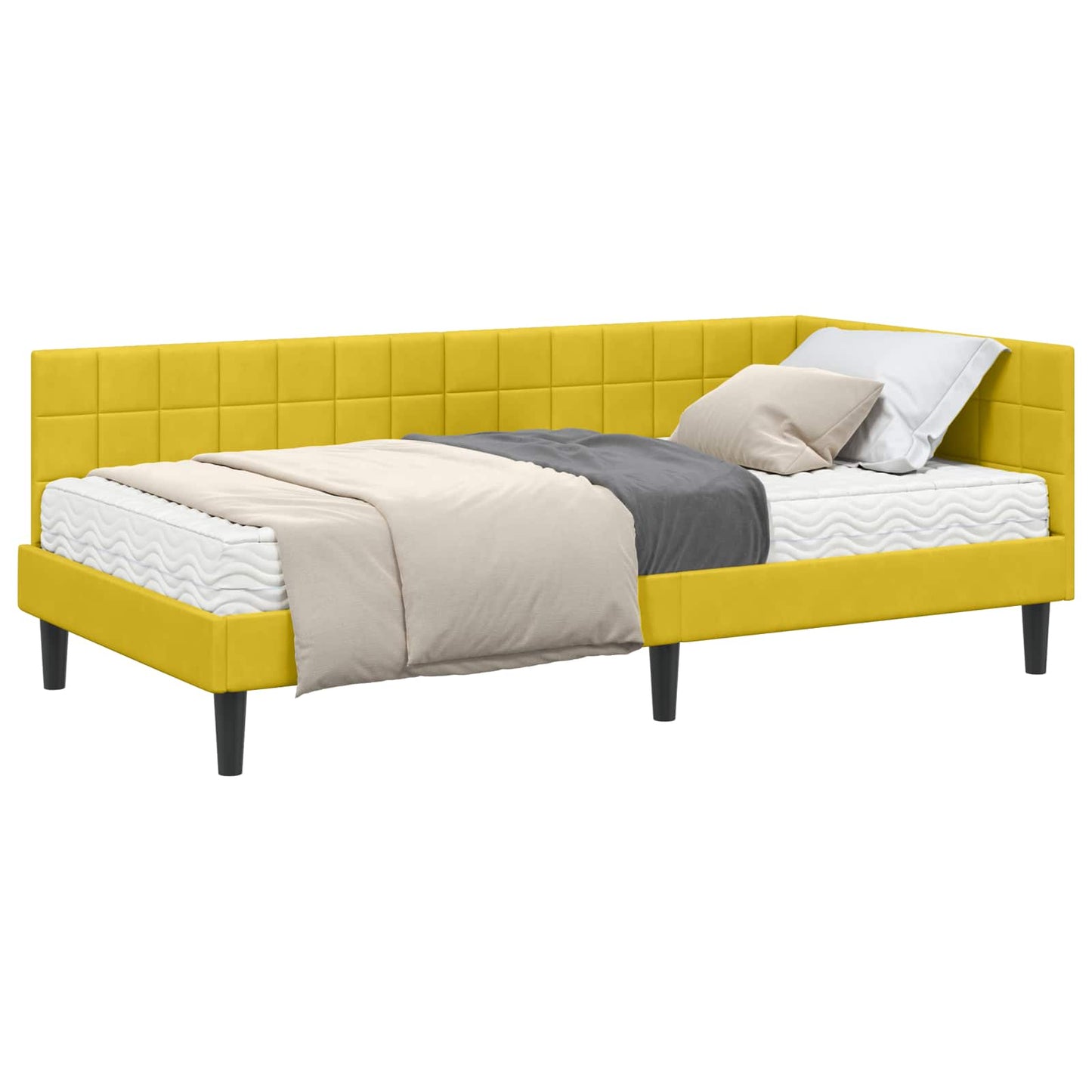 vidaXL Κρεβάτι γωνίας με στρώμα 2 τμχ. Κίτρινο 100 x 200 cm Βελούδο