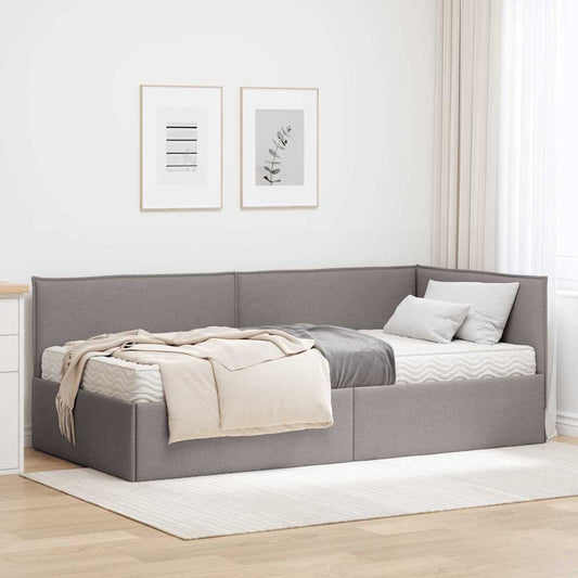 vidaXL Κρεβάτι γωνίας με στρώμα 2 τμχ. Taupe 100 x 200 cm Βελούδο