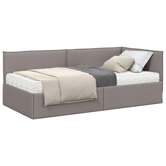 vidaXL Κρεβάτι γωνίας με στρώμα 2 τμχ. Taupe 100 x 200 cm Βελούδο