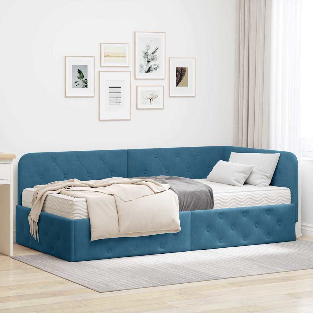 vidaXL Κρεβάτι Γωνίας Μπλε 90 x 200 cm Βελούδο