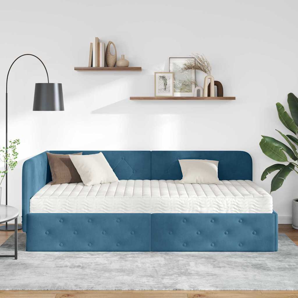 vidaXL Κρεβάτι Γωνίας Μπλε 90 x 200 cm Βελούδο