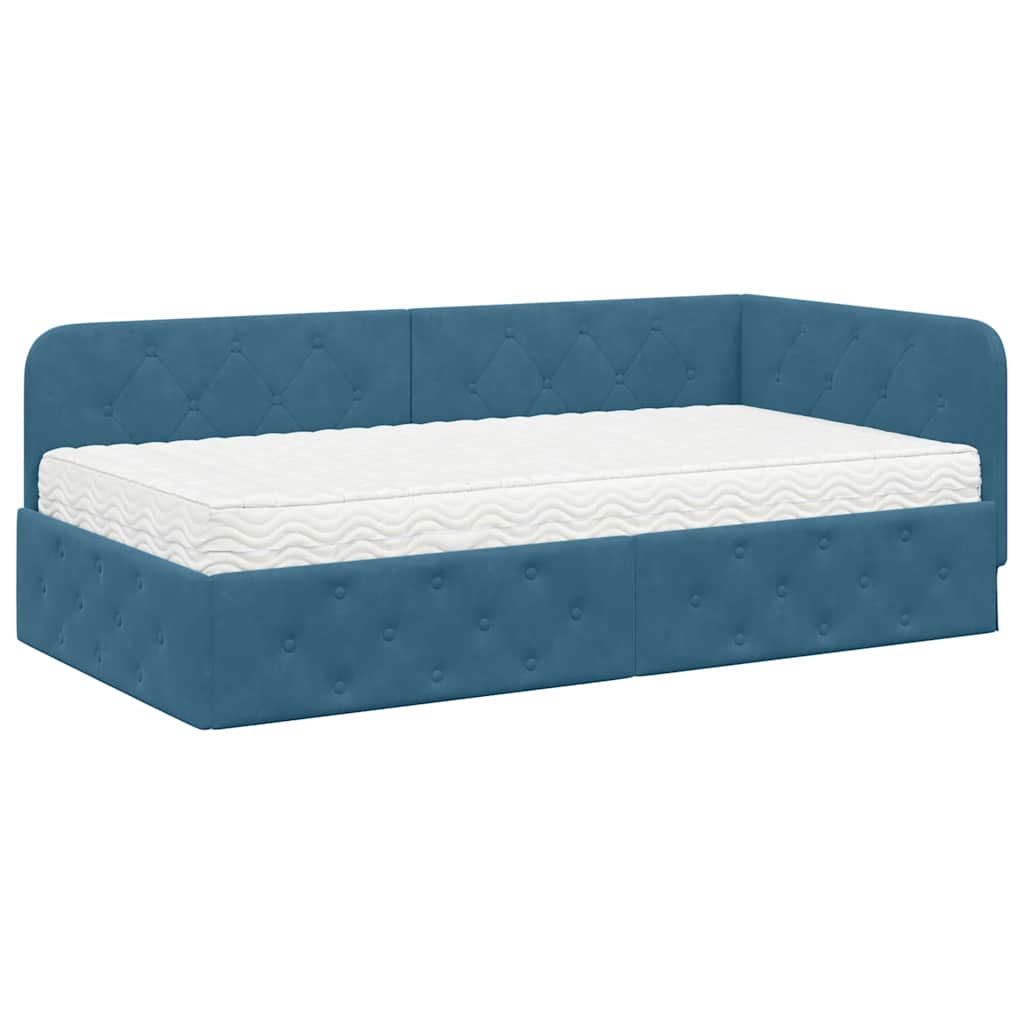 vidaXL Κρεβάτι Γωνίας Μπλε 90 x 200 cm Βελούδο