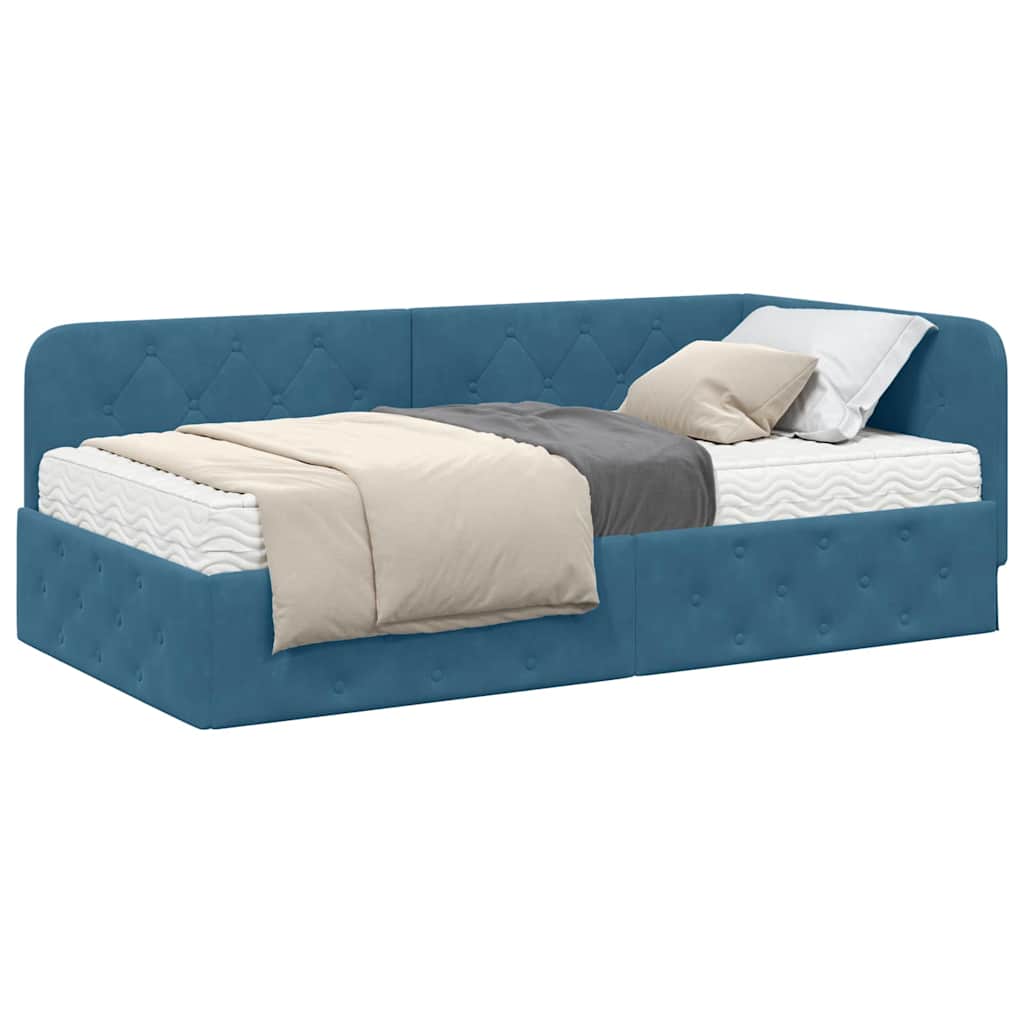 vidaXL Κρεβάτι Γωνίας Μπλε 90 x 200 cm Βελούδο