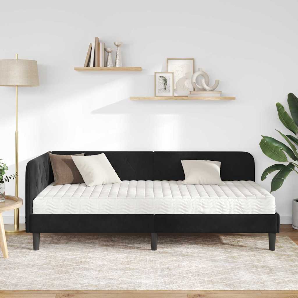 vidaXL Κρεβάτι Γωνίας Μαύρο 90 x 200 cm Βελούδο