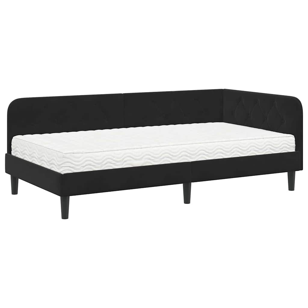 vidaXL Κρεβάτι Γωνίας Μαύρο 90 x 200 cm Βελούδο
