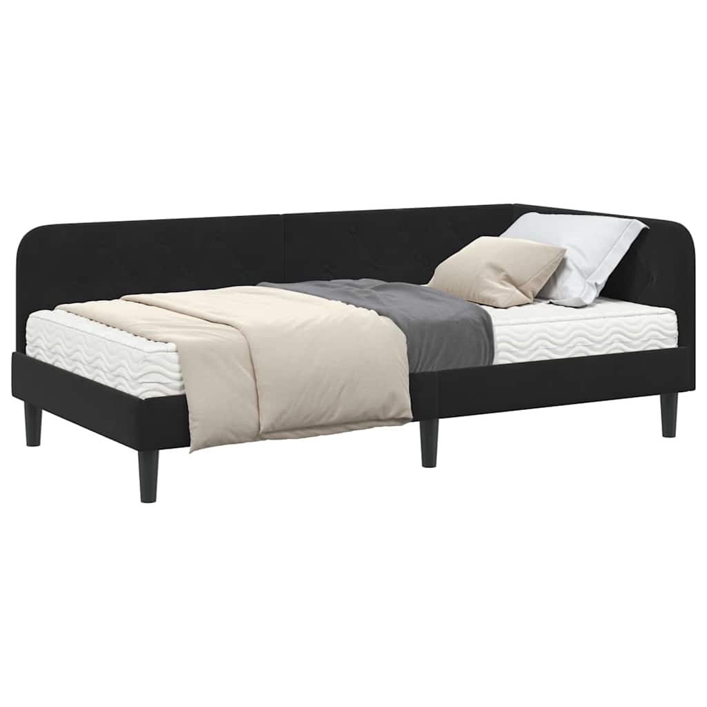 vidaXL Κρεβάτι Γωνίας Μαύρο 90 x 200 cm Βελούδο