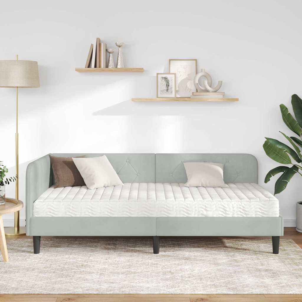 vidaXL Κρεβάτι Γωνίας Ανοιχτό γκρι 100 x 200 cm Βελούδο
