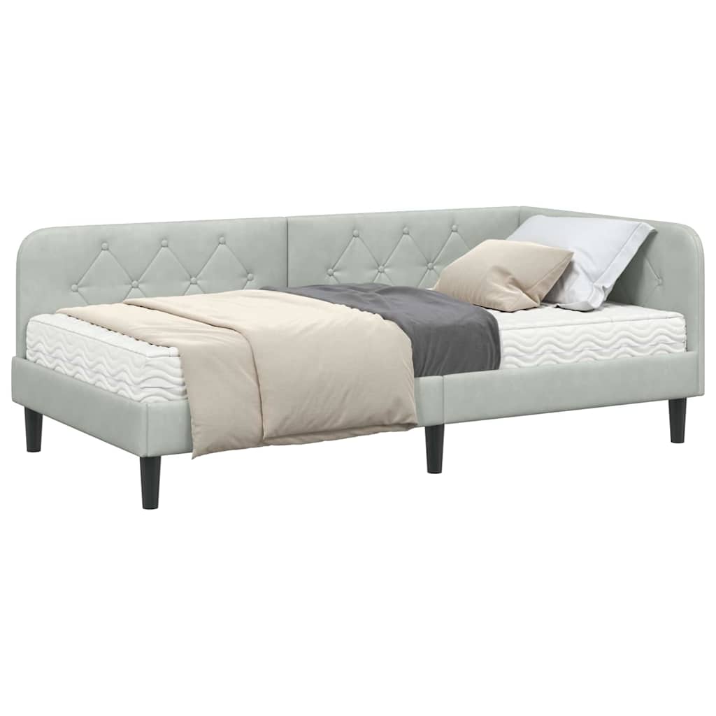 vidaXL Κρεβάτι Γωνίας Ανοιχτό γκρι 100 x 200 cm Βελούδο
