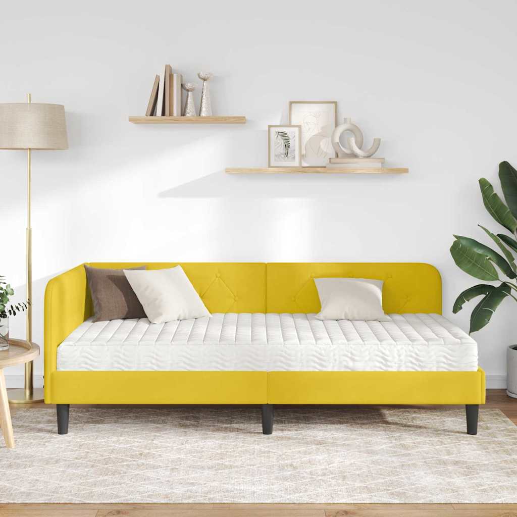 vidaXL Κρεβάτι Γωνίας Κίτρινο 100 x 200 cm Βελούδο