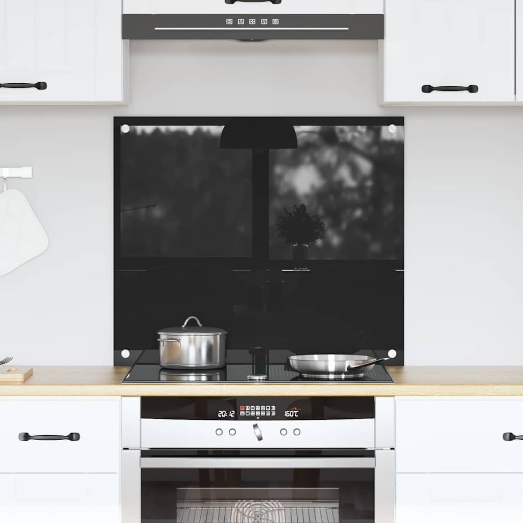 vidaXL Πλάτη κουζίνας Μαύρο 70 x 60 cm σκληρυμένο γυαλί
