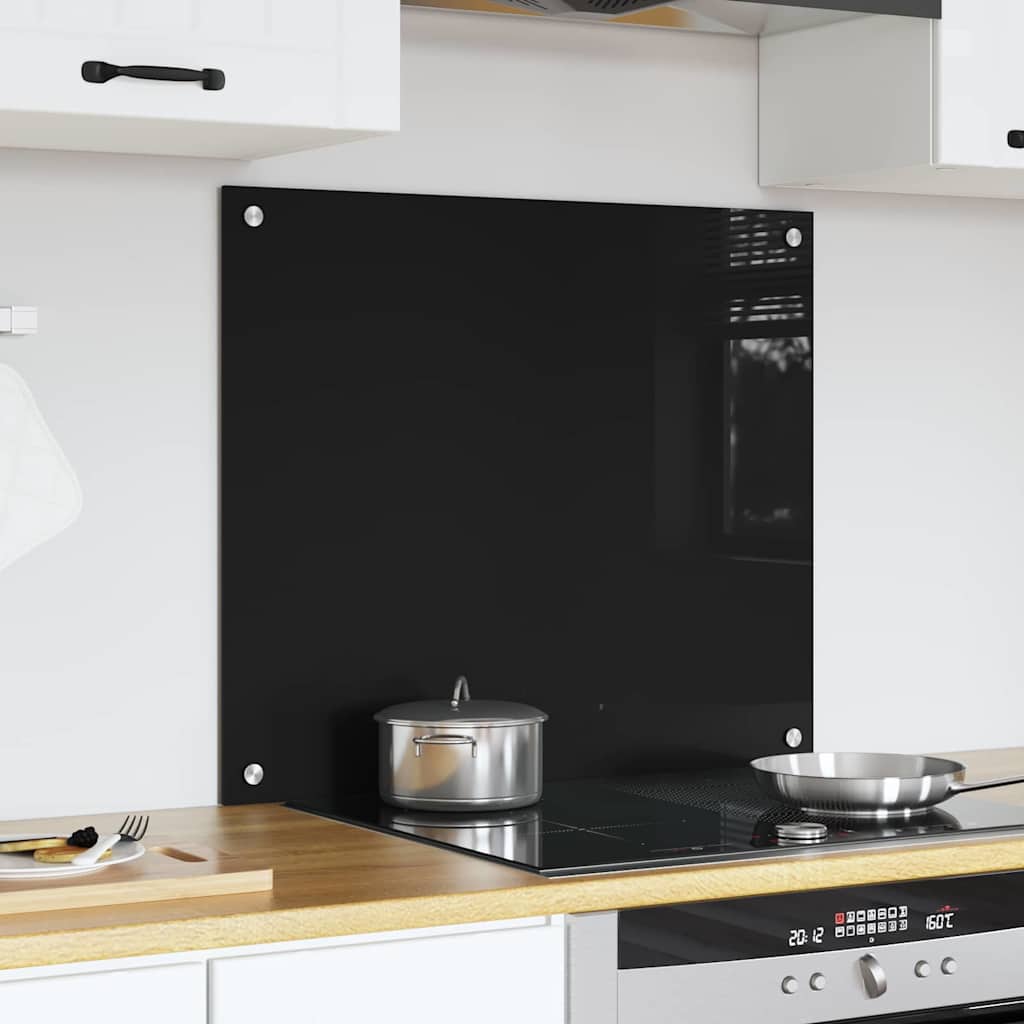 vidaXL Πλάτη κουζίνας Μαύρο 70 x 60 cm σκληρυμένο γυαλί