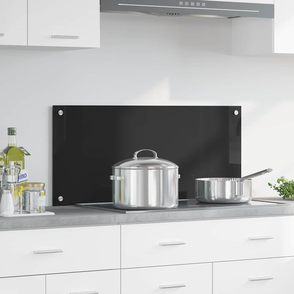 vidaXL Πλάτη κουζίνας Μαύρο 90 x 40 cm σκληρυμένο γυαλί