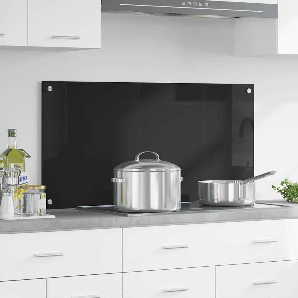 vidaXL Πλάτη κουζίνας Μαύρο 100 x 50 cm σκληρυμένο γυαλί