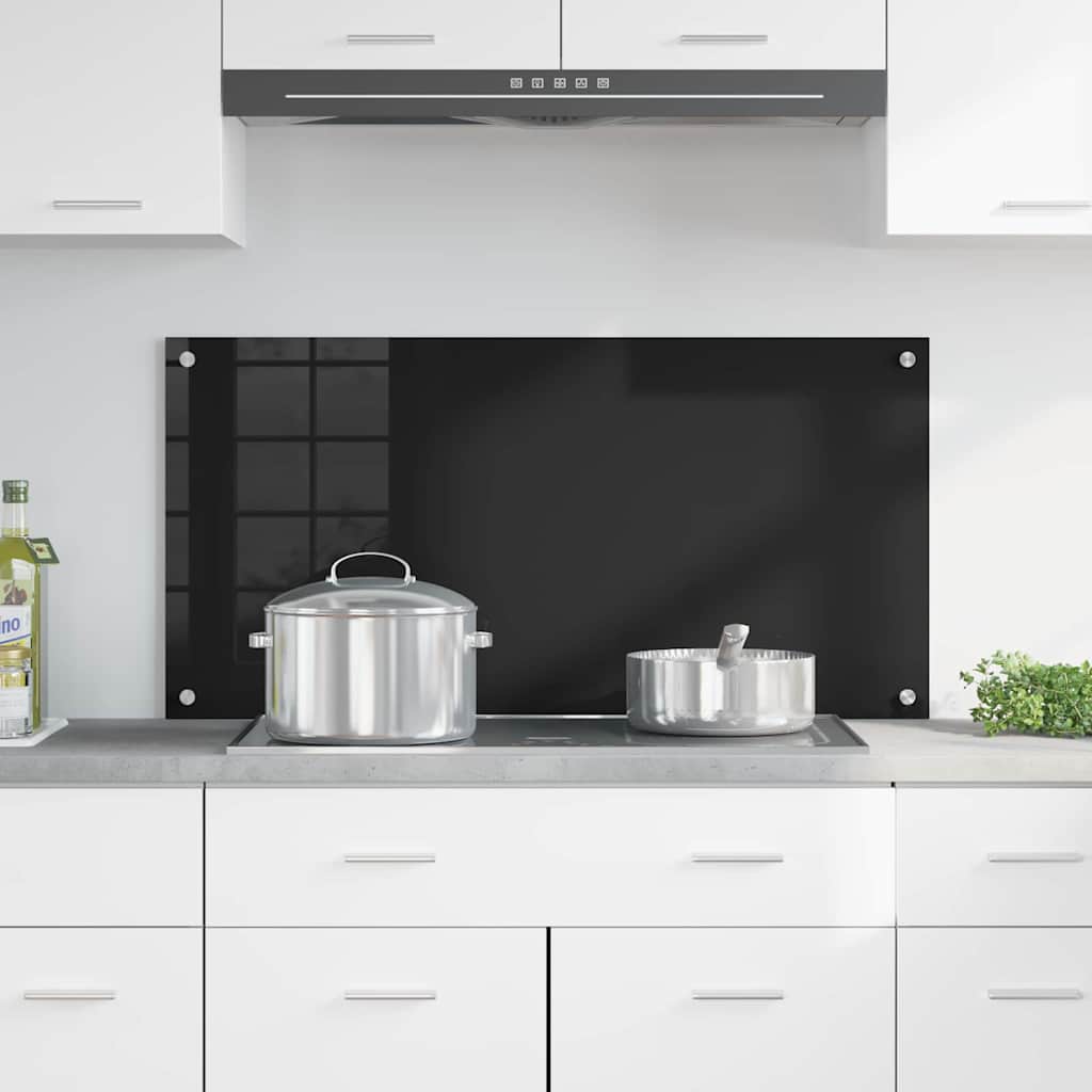 vidaXL Πλάτη κουζίνας Μαύρο 100 x 50 cm σκληρυμένο γυαλί