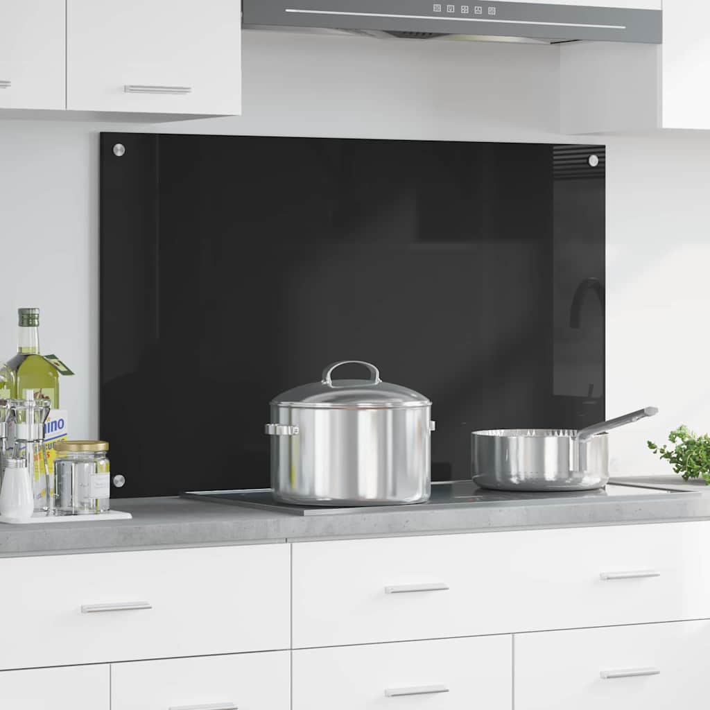 vidaXL Πλάτη κουζίνας Μαύρο 100 x 60 cm σκληρυμένο γυαλί