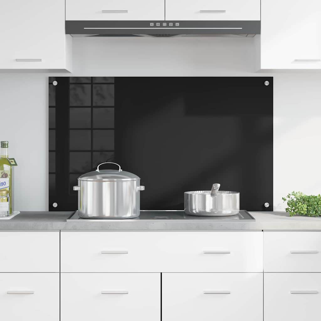 vidaXL Πλάτη κουζίνας Μαύρο 100 x 60 cm σκληρυμένο γυαλί