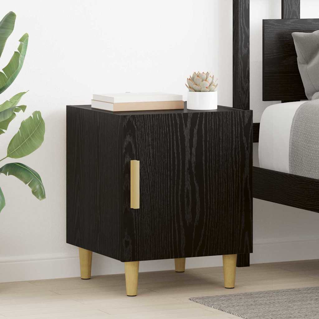 vidaXL Κομοδίνο 2 τεμ. Μαύρη Οξυά 40 x 40 x 50 cm Επεξεργασμένο Ξύλο
