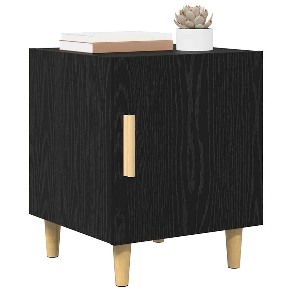vidaXL Κομοδίνο 2 τεμ. Μαύρη Οξυά 40 x 40 x 50 cm Επεξεργασμένο Ξύλο