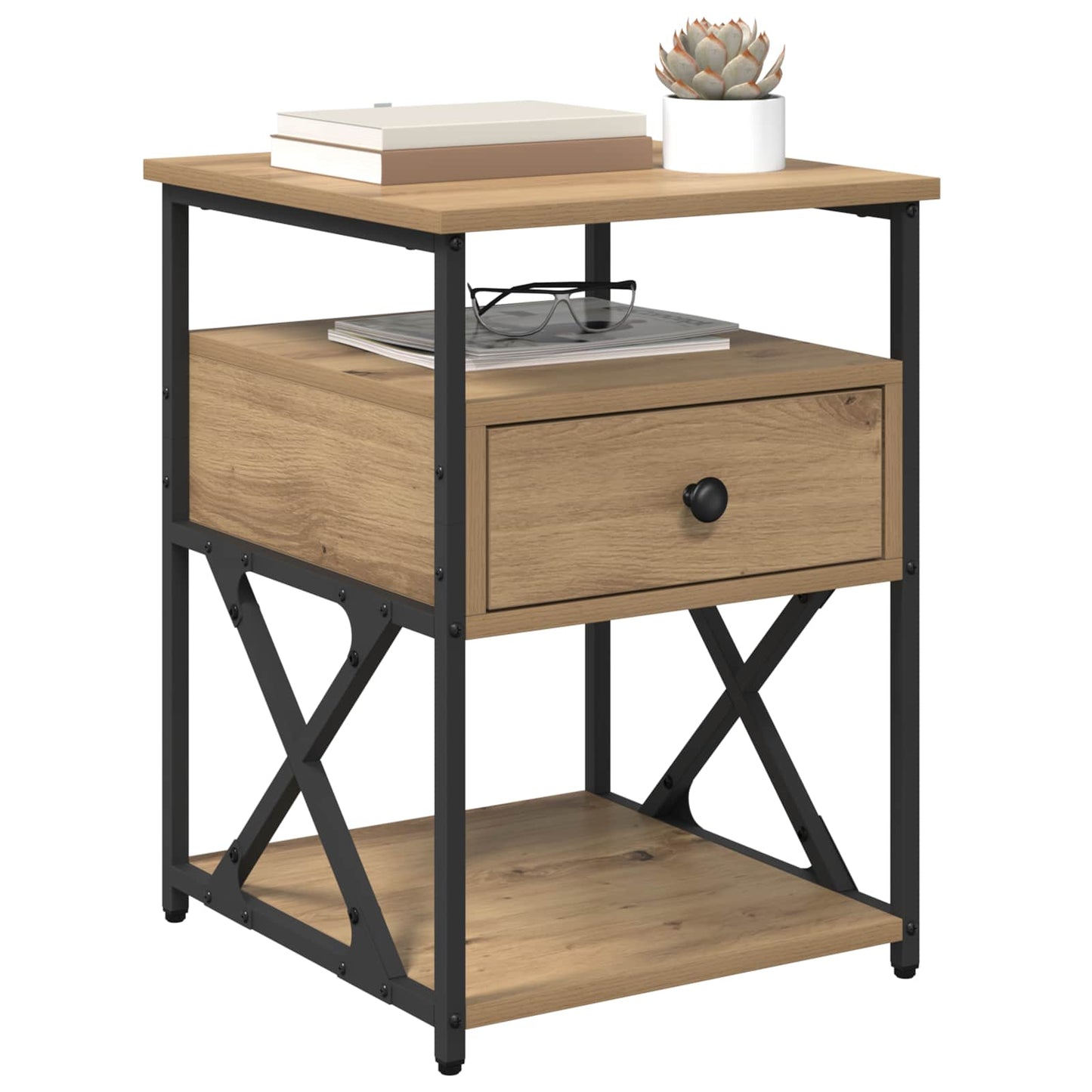 vidaXL Κομοδίνο Artisan Oak 40 x 42 x 55 εκ Επεξεργασμένο Ξύλο