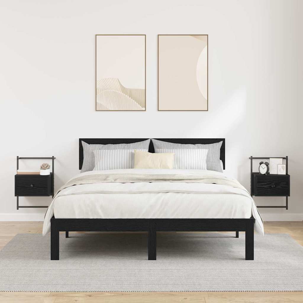 vidaXL Κομοδίνο 2 pcs Μαύρη Οξυά 35 x 30 x 51 εκ. Επεξεργασμένο ξύλο