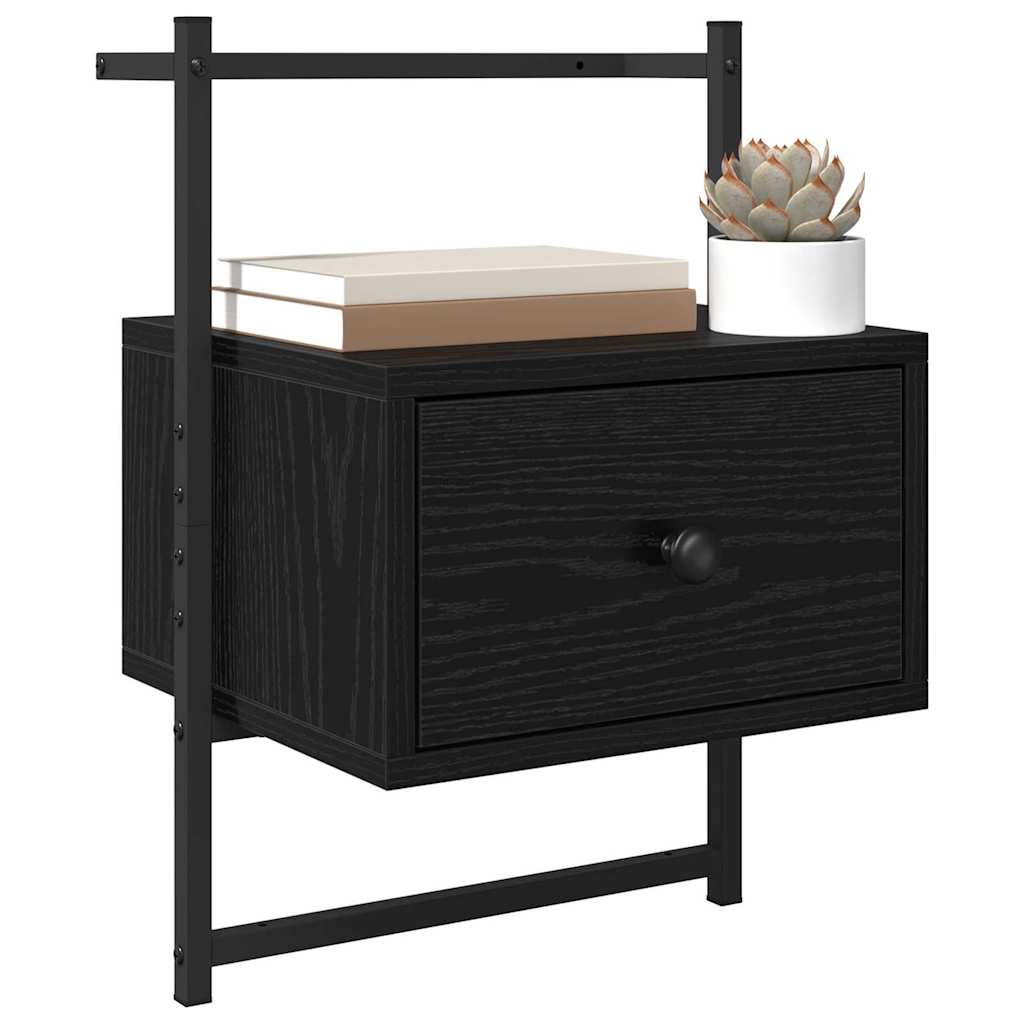 vidaXL Κομοδίνο 2 pcs Μαύρη Οξυά 35 x 30 x 51 εκ. Επεξεργασμένο ξύλο