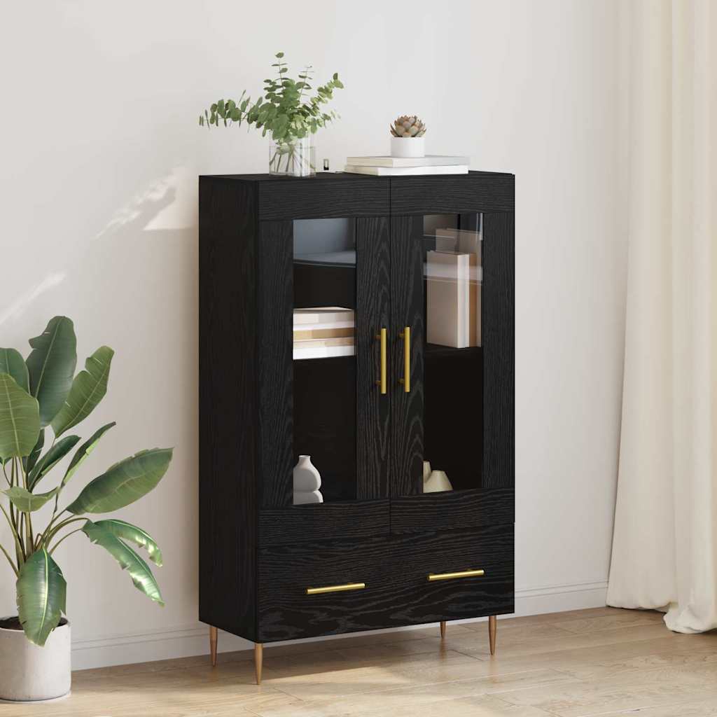 vidaXL Highboard Μαύρη Οξυά 69,5 x 31 x 115 εκ. Σύνθετο Ξύλο και Γυαλί