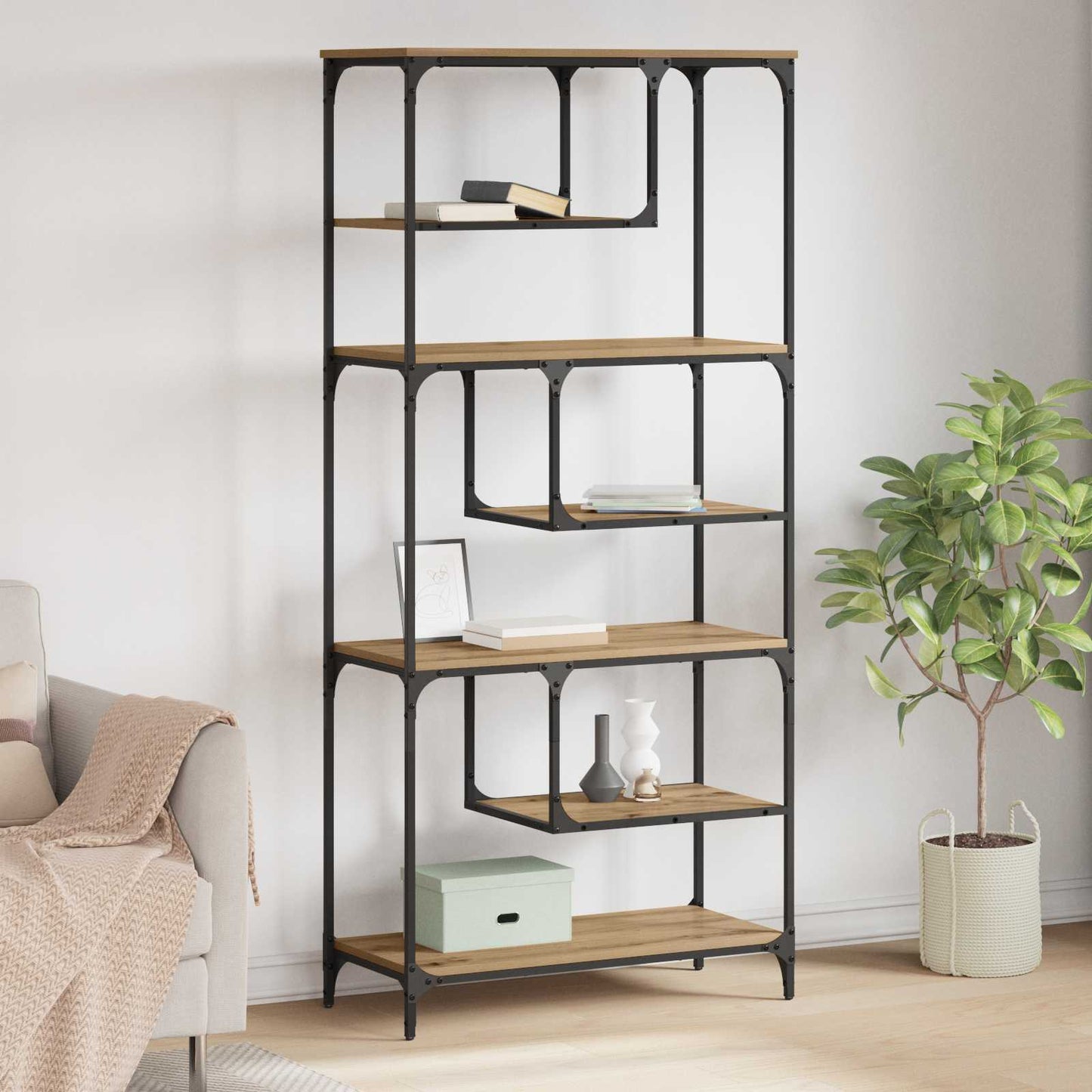 vidaXL Βιβλιοθήκη 6 επιπέδων 81 x 36 x 176 εκ Επεξεργασμένο Ξύλο