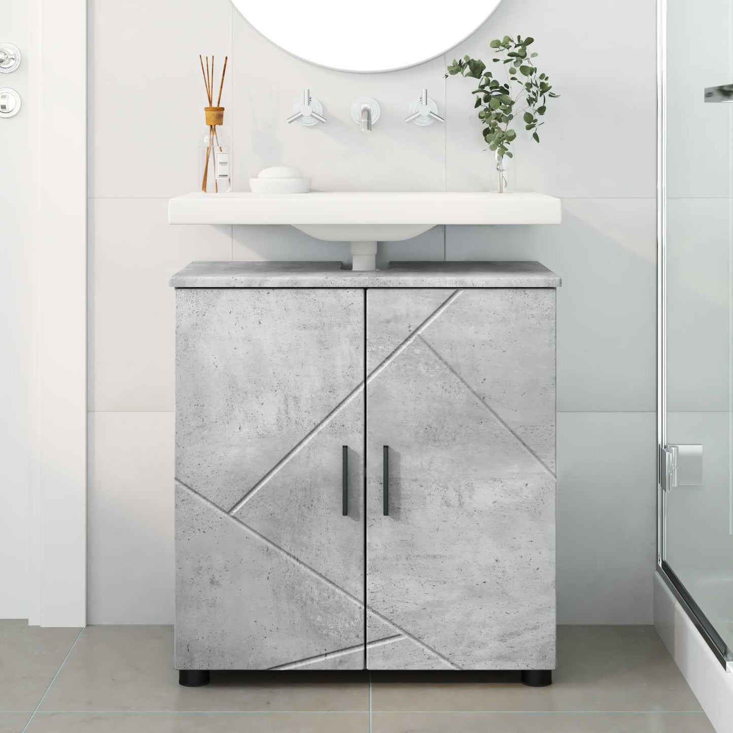 vidaXL Ντουλάπι Μπάνιου Σκυρόδεμα Γκρι 61 x 35 x 64 εκ.