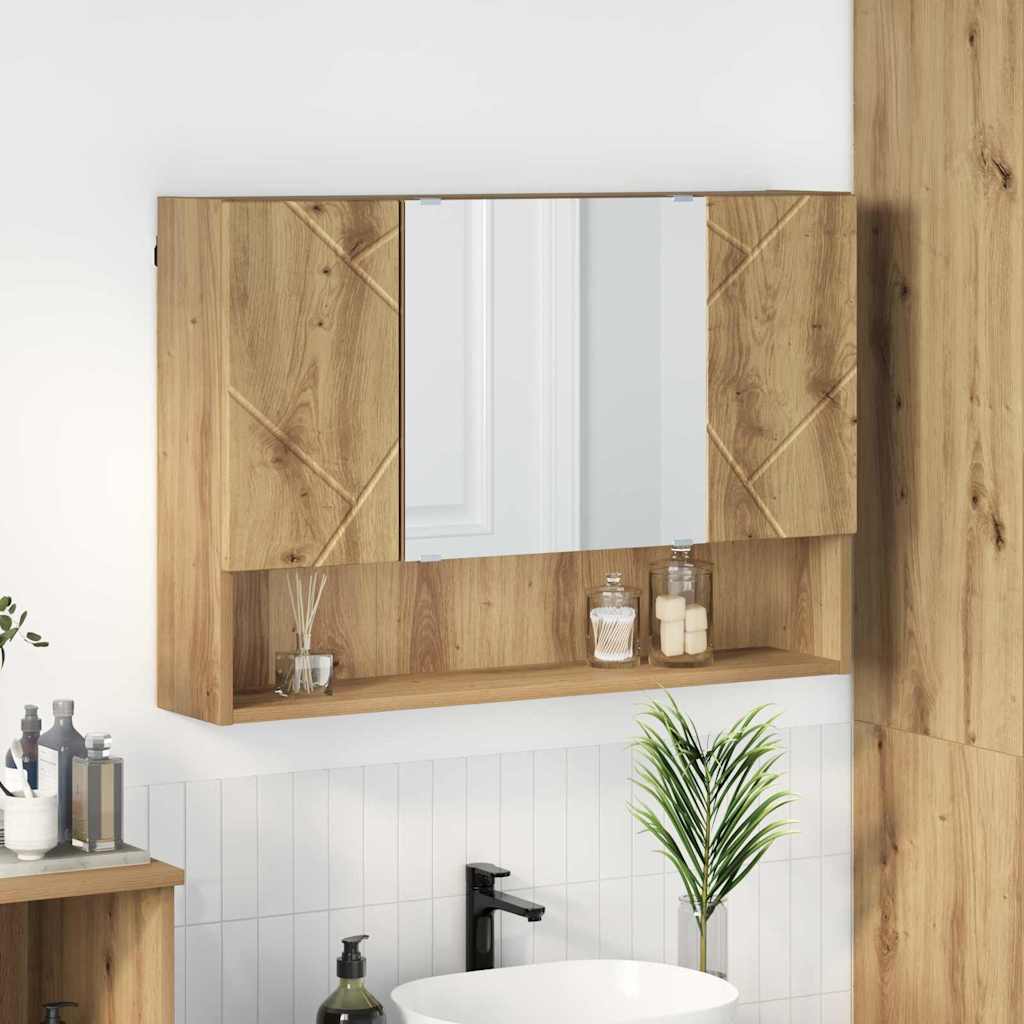 vidaXL Ντουλάπα Καθρέφτη Επιτοίχιο Artisan Oak 80 x 17 x 55 εκ