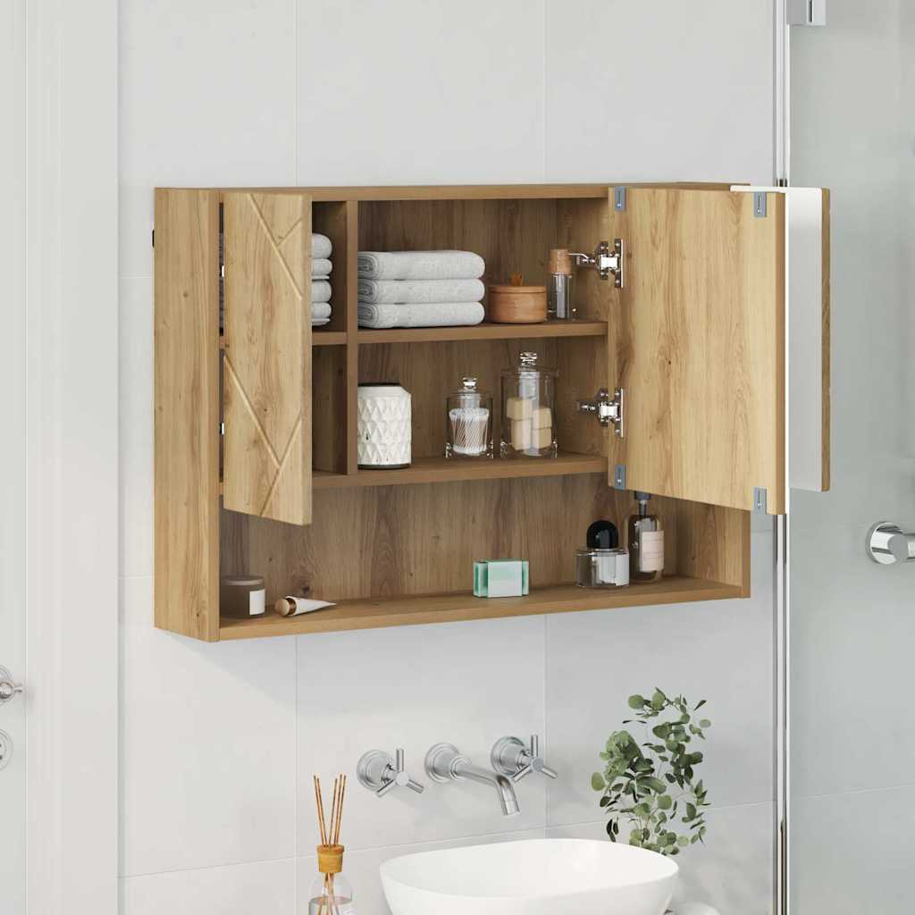 vidaXL Ντουλάπα Καθρέφτη Επιτοίχιο Artisan Oak 80 x 17 x 55 εκ
