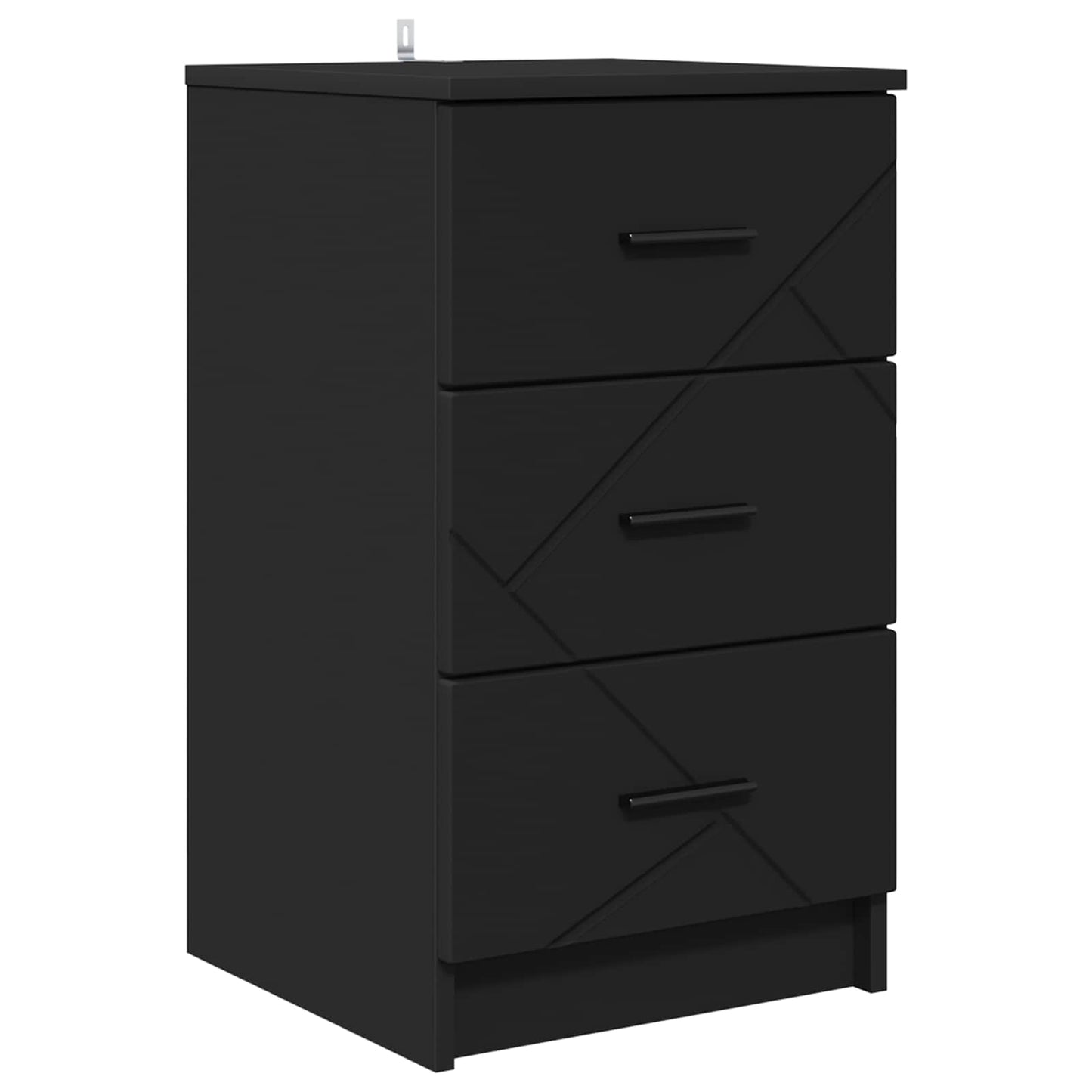 vidaXL Κομοδίνο με συρτάρι Μαύρο 38 x 38 x 66 εκ Επεξεργασμένο ξύλο