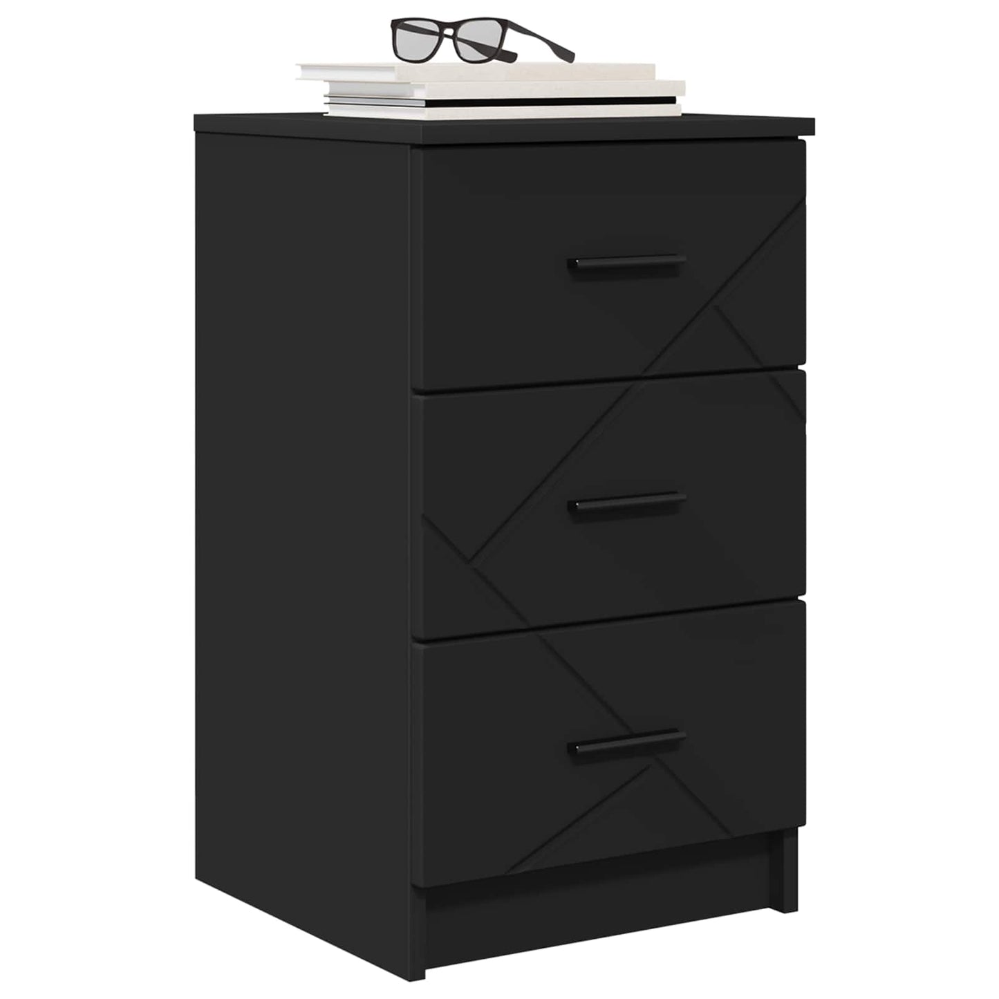 vidaXL Κομοδίνο με συρτάρι Μαύρο 38 x 38 x 66 εκ Επεξεργασμένο ξύλο