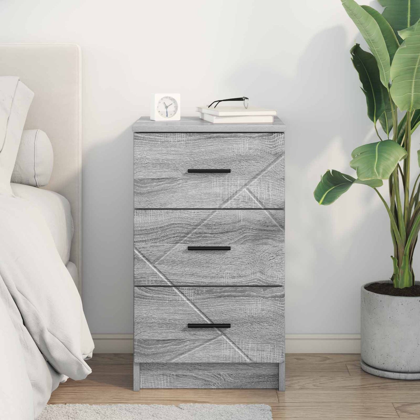 vidaXL Κομοδίνο Γκρι sonoma 38 x 38 x 66 εκ Επεξεργασμένο ξύλο