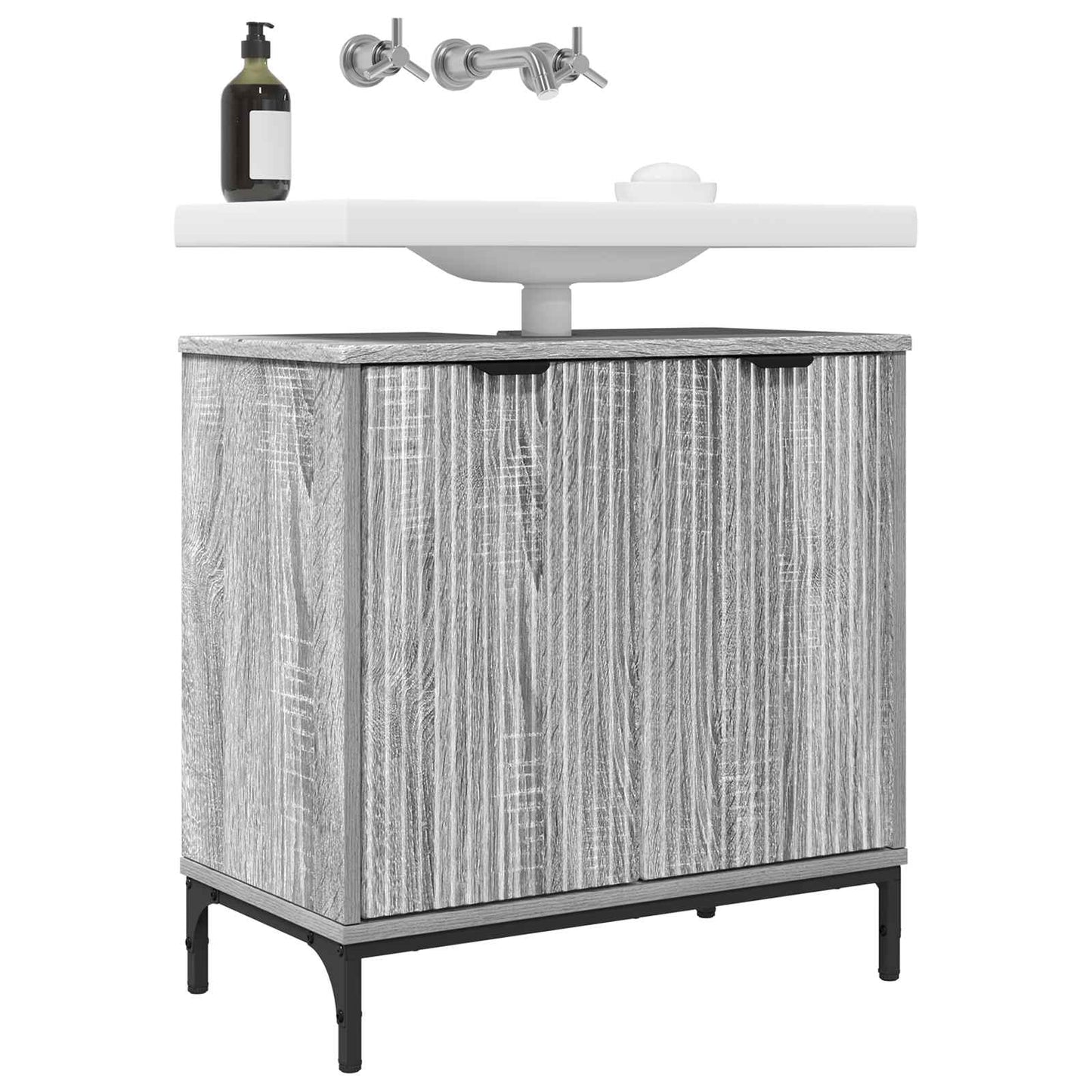 vidaXL Ντουλάπα Νιπτήρα Mπάνιου Γκρι sonoma 60.5 x 33.5 x 61 εκ