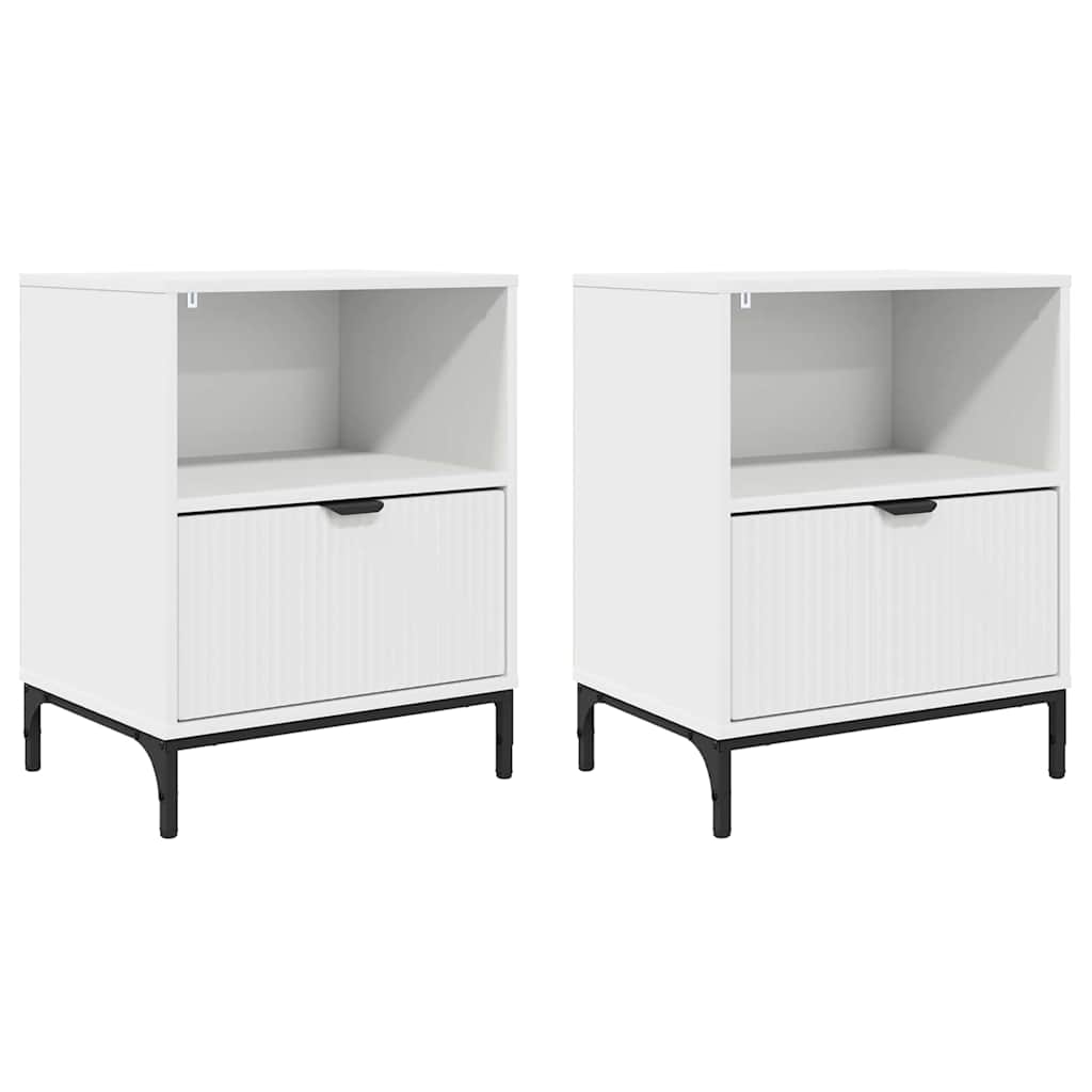 vidaXL Κομοδίνα 2 pcs Λευκό 49 x 36 x 61 εκ Επεξεργασμένο ξύλο
