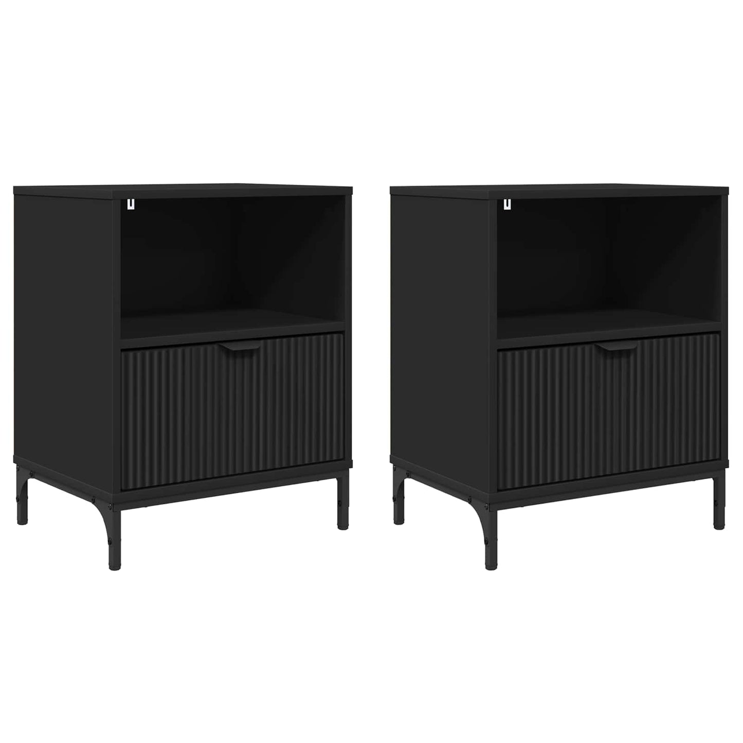 vidaXL Κομοδίνα 2 pcs Μαύρο 49 x 36 x 61 εκ Επεξεργασμένο ξύλο