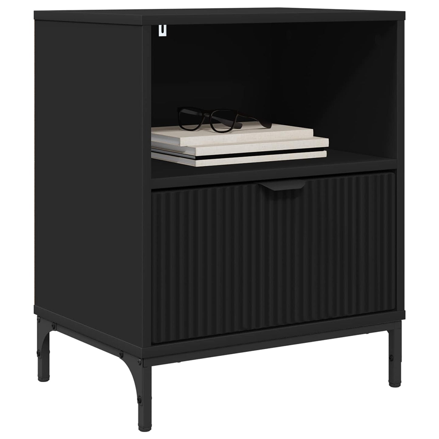 vidaXL Κομοδίνα 2 pcs Μαύρο 49 x 36 x 61 εκ Επεξεργασμένο ξύλο