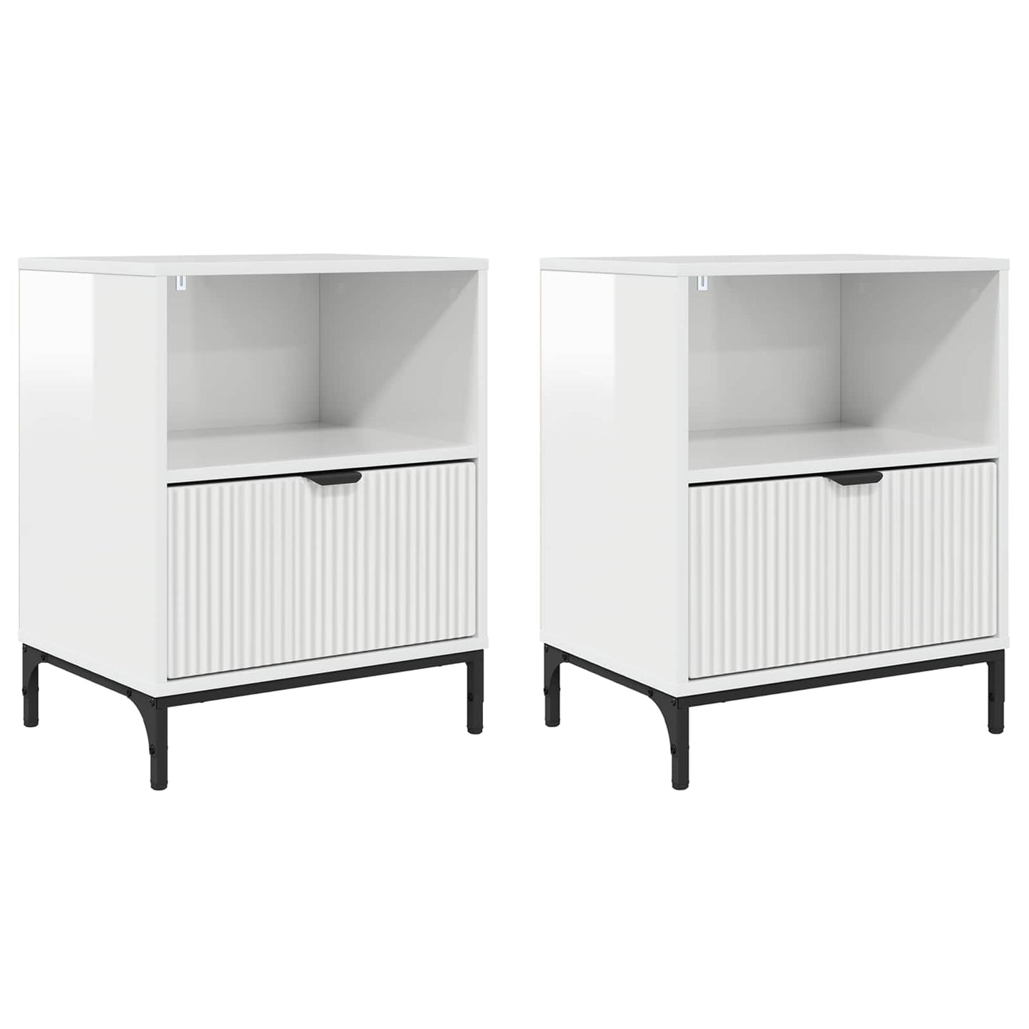 vidaXL Κομοδίνα με συρτάρι 2 pcs Γυαλιστερό λευκό 49 x 36 x 61 εκ