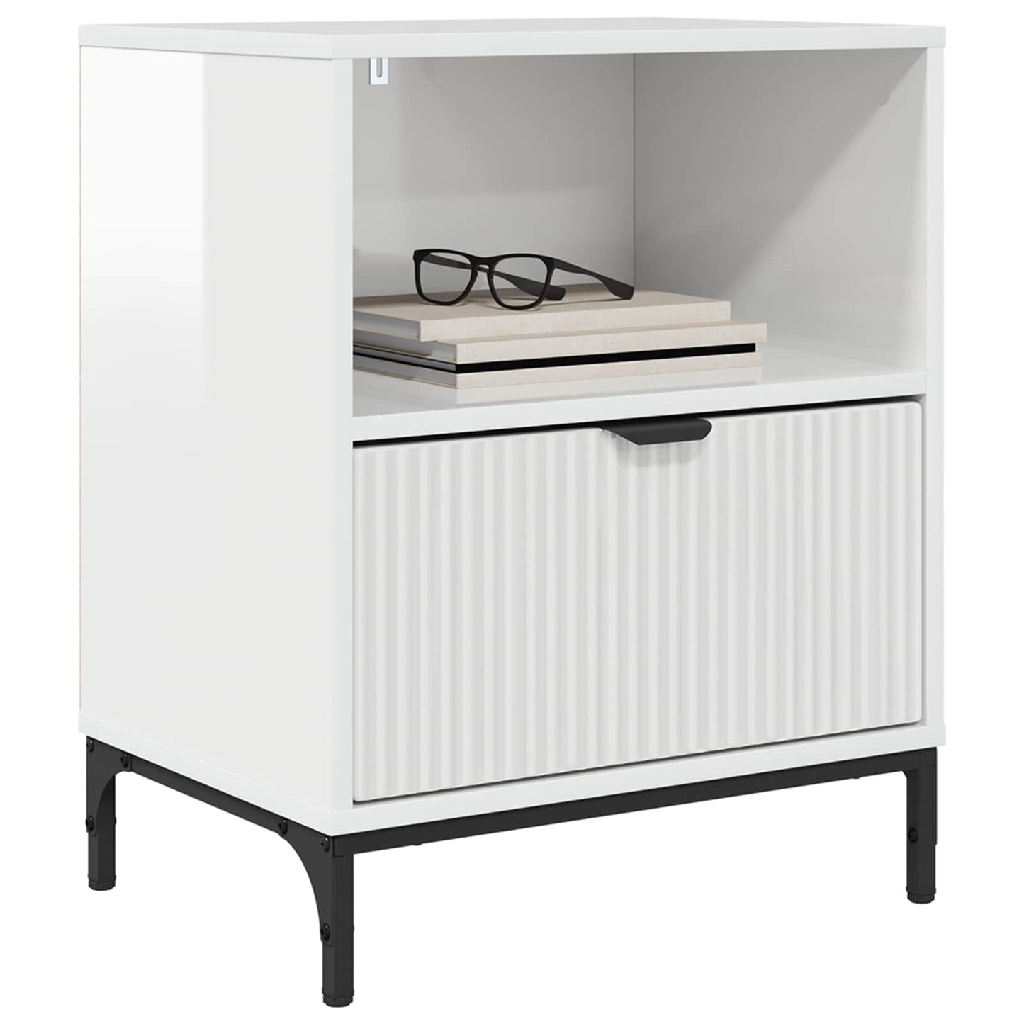 vidaXL Κομοδίνα με συρτάρι 2 pcs Γυαλιστερό λευκό 49 x 36 x 61 εκ