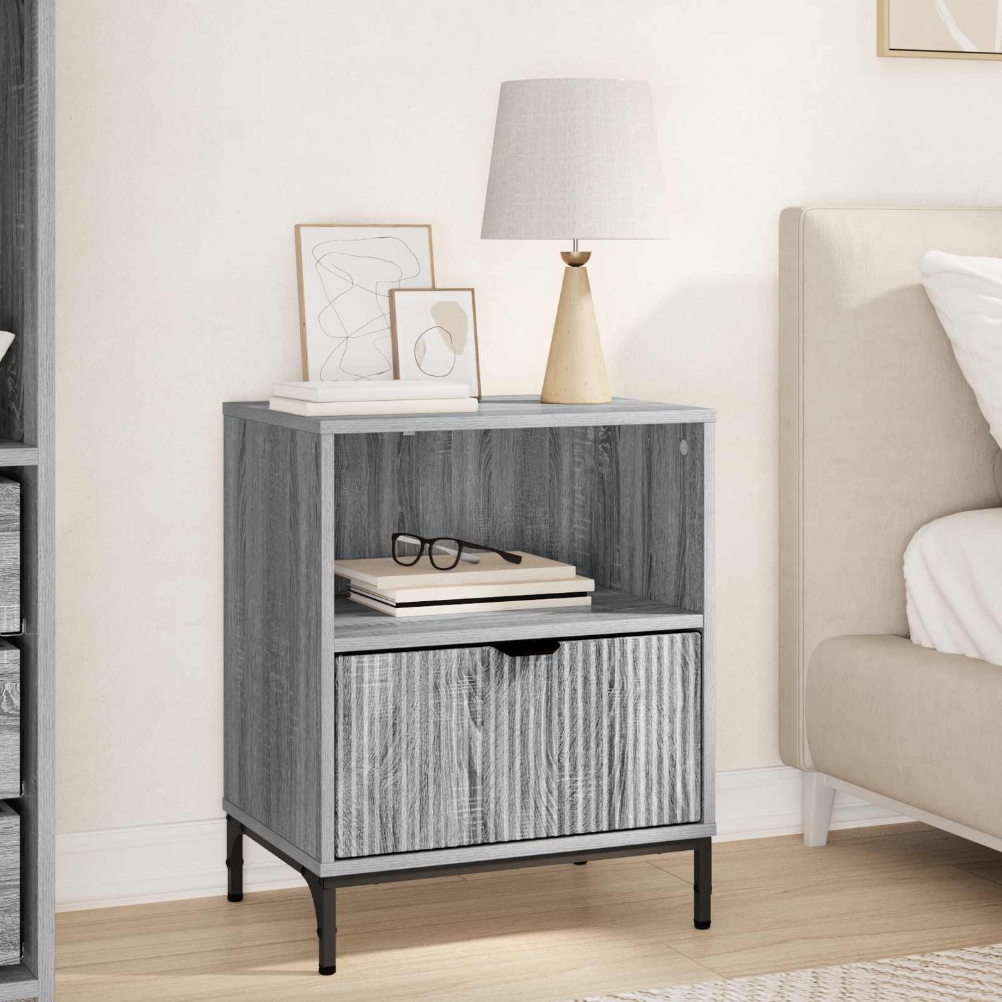 vidaXL Κομοδίνο Γκρι sonoma 49 x 36 x 61 εκ Επεξεργασμένο ξύλο