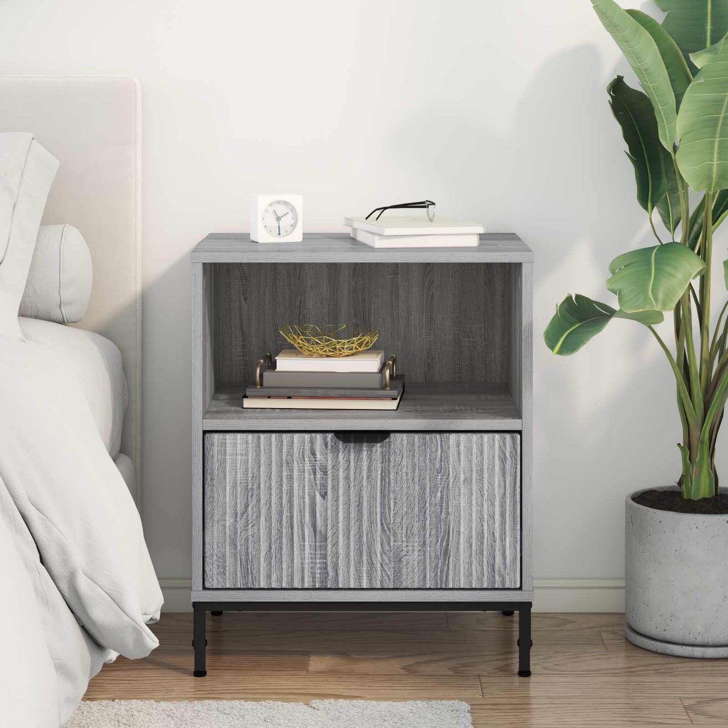 vidaXL Κομοδίνο Γκρι sonoma 49 x 36 x 61 εκ Επεξεργασμένο ξύλο