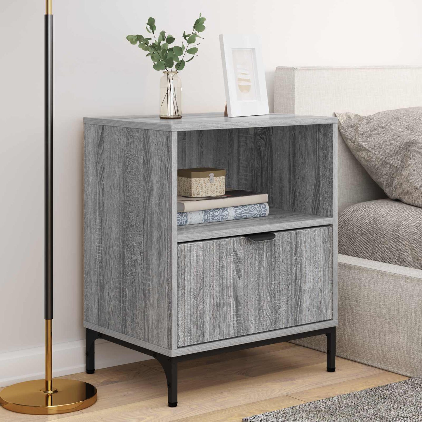 vidaXL Κομοδίνα 2 pcs Γκρι sonoma 49 x 36 x 61 εκ Επεξεργασμένο ξύλο
