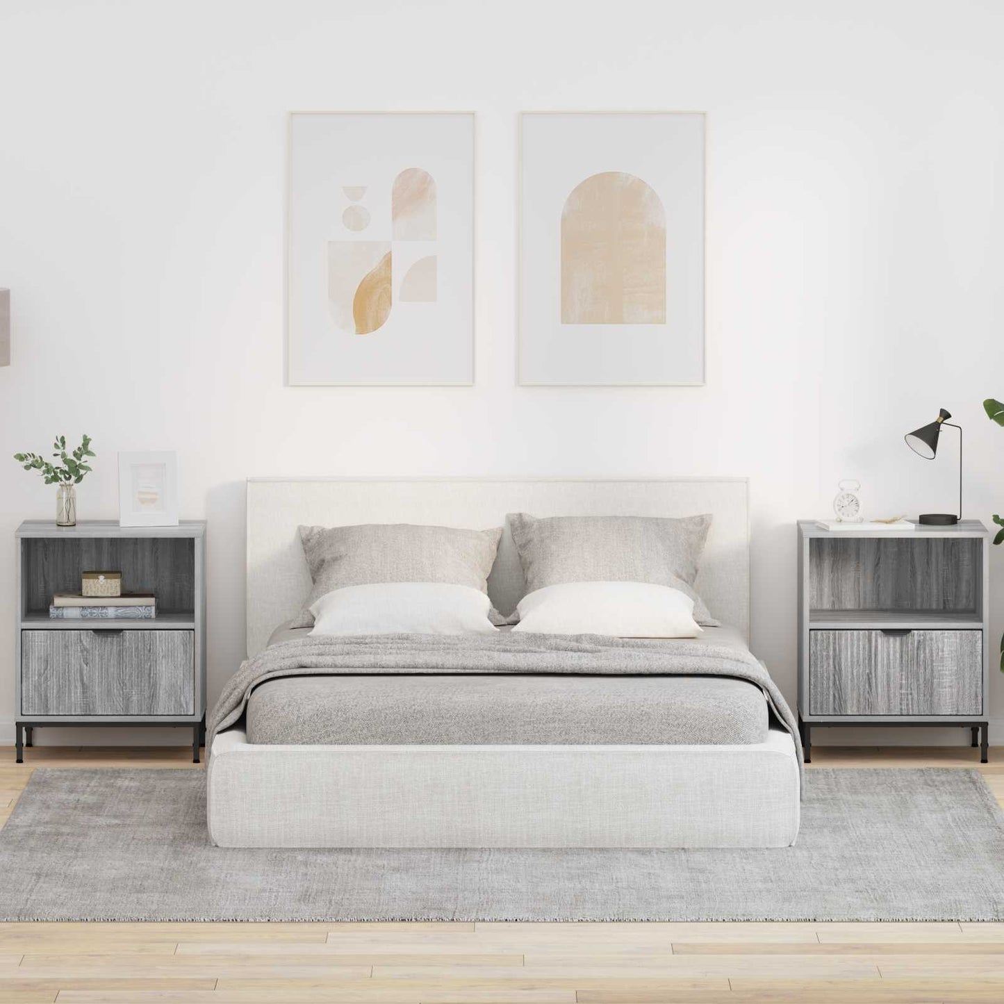 vidaXL Κομοδίνα 2 pcs Γκρι sonoma 49 x 36 x 61 εκ Επεξεργασμένο ξύλο